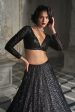 Black Sequin Lehenga Set For Sale