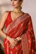 Red Jacquard Saree Online now