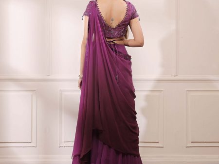 Amethyst purple drape lehenga saree Online now