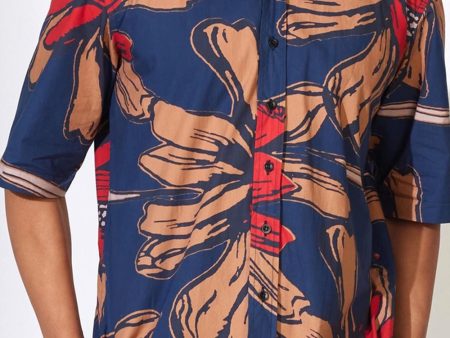 Blue, Rust And Red Floral Shirt Online