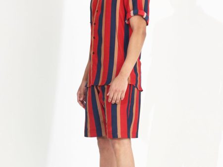 Red, Blue And Orange Stripe Shorts Online Hot Sale