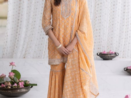 Orange Makhna Kurta with Makhna Garara Hot on Sale