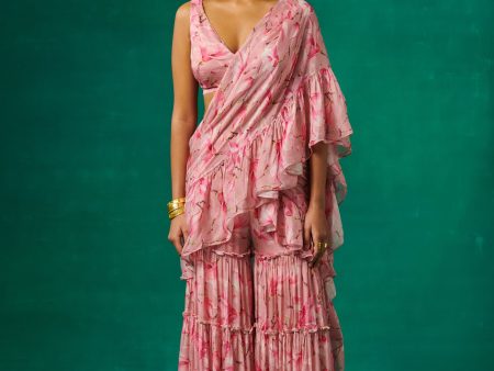 Pink Tulip Printed Garara Hot on Sale