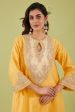 Yellow Short Kalidar Kurta With Salwar And Peach Dupatta Hot on Sale