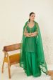 Green Embroidered Garara Set For Cheap