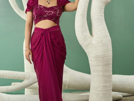 Plum Pink Drape Skirt Set Sale