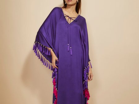 Purple Embroidered Kaftan on Sale