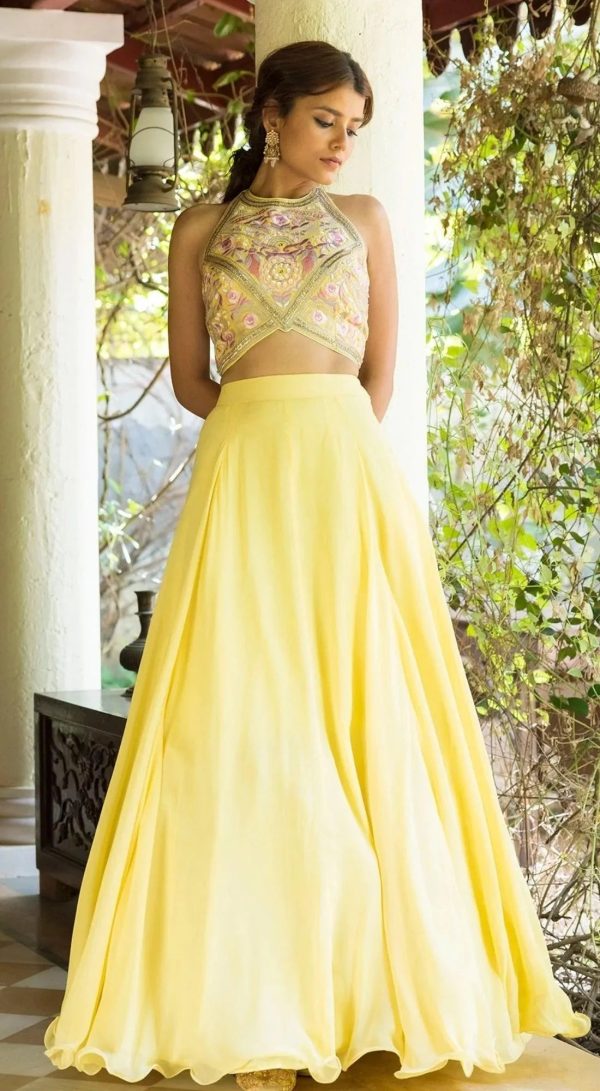 Yellow Summer Lehenga With Ruffle Dupatta - YELLOW For Cheap