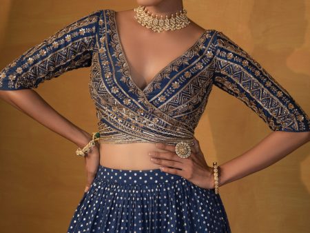 Blue embroidered lehenga set Supply