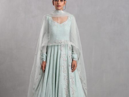 ice blue side slit anarkali on Sale