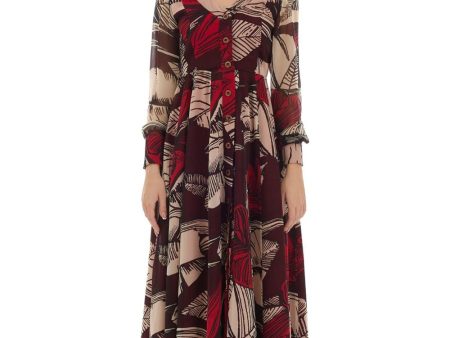 Brown & Off White Floral Long Shirt Dress For Cheap