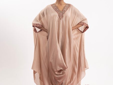 Kaftan In Peach Cotton Silk Hot on Sale