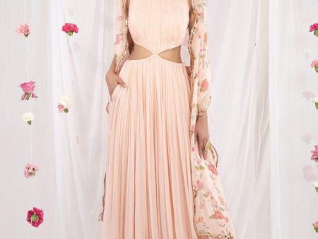 pleated pink anarkali Online Sale