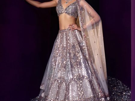 Champagne Organza Lehenga Set Online now