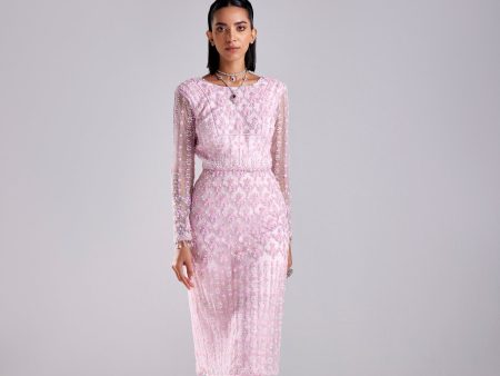 BLUSH PINK FULL SLEEVES KURTI WITH EMBROIDERED CIGARETTE PANTS Supply