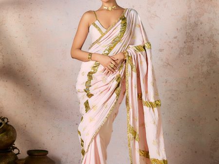 Baby Pink Potters Touch Gota Saree For Sale