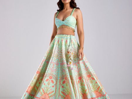 SEAGREEN EMBROIDERY HIGHLIGHTED  EMBROIDERED LEHENGA Online Sale