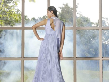 Periwinkle gown with drape cape Cheap