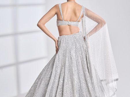 Silver Check Lehenga Set Discount