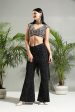 Black Thread And Mirror Hand Embroidered Palazzo Set Cheap