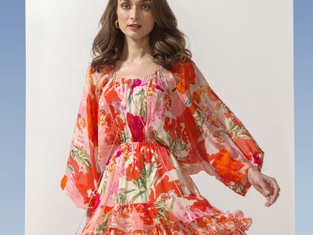 Chiffon Printed Layered Dress For Discount