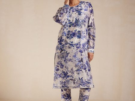 Blue Printed Kurta Set Sale