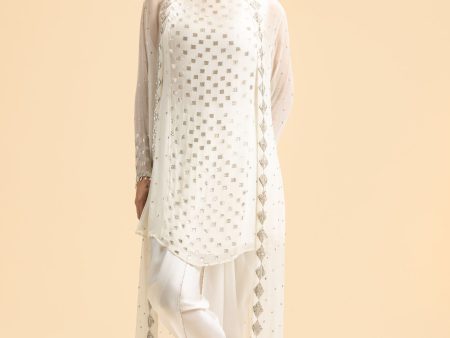 OFF WHITE JACKET AND DHOTI SET Hot on Sale