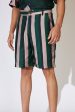 Green & Off White Stripe Shorts Online