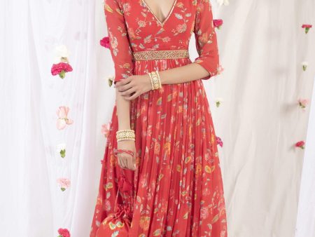 Red anarkali set Online Sale