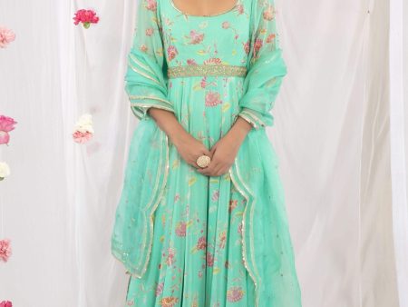 sea green high low anarkali Online Hot Sale