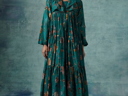 Printed Cotton Silk Tier Dress Cheap