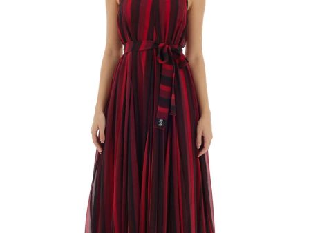 Red & Black Stripe Long Dress Fashion