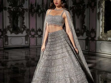 Antique Silver Lehenga Set on Sale