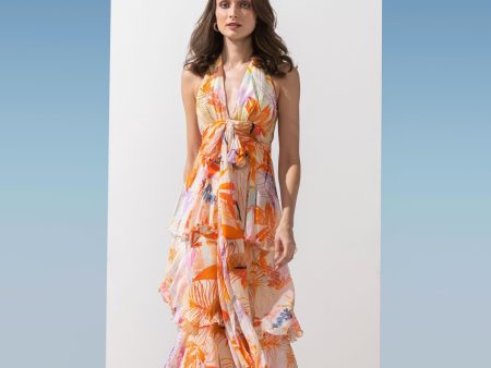 Chiffon Printed Tiered Dress For Sale