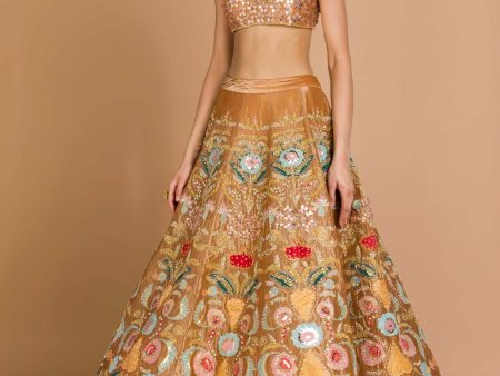 Copper Heavy Kali Lehenga with Blouse For Discount