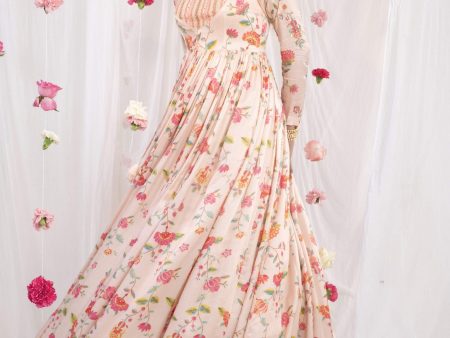 pink jacket anarkali in gajji For Sale