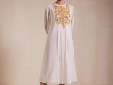 White Georgette Dress (Yellow) Hot on Sale