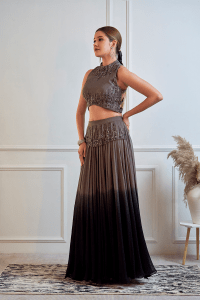 Grey Crop Top And Ombre Skirt Online