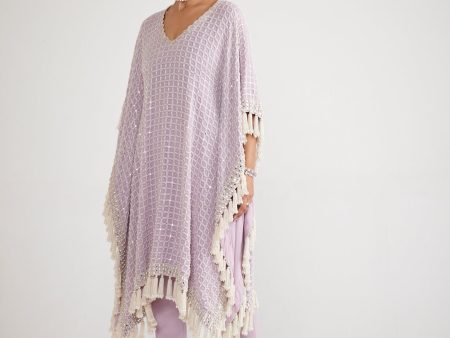 Powder Lilac Chandelier Pearl Drop Kaftan Set For Cheap