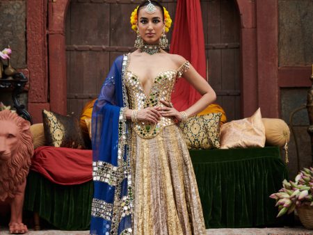 Chaandi- Sona Stripes Lampi Lehenga For Cheap