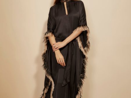 Black Embroidered Tie-Up Kaftan Discount