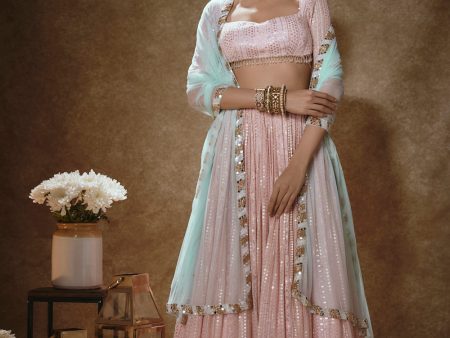 Blush Pink Lehenga Set For Discount