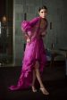 Fuschia Layered Gown With An Embroidered Jacket For Discount