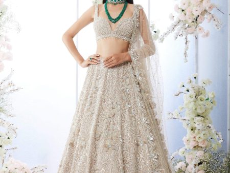 Champagne Floral Lehenga Set on Sale