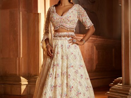 IVORY TULLE LEHENGA CHOLI SET Supply