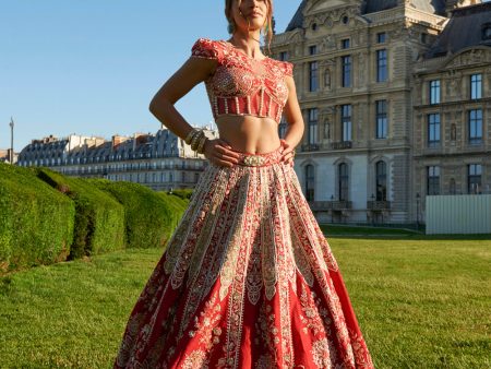 Red And Green Lehenga Set Online