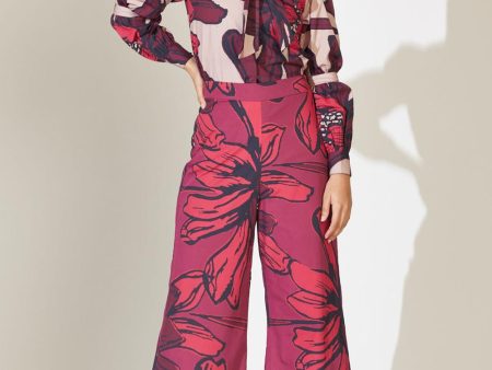 Red And Maroon Floral Pants Online Sale