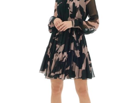 Dark Green & Off White Floral Shirt Dress For Discount