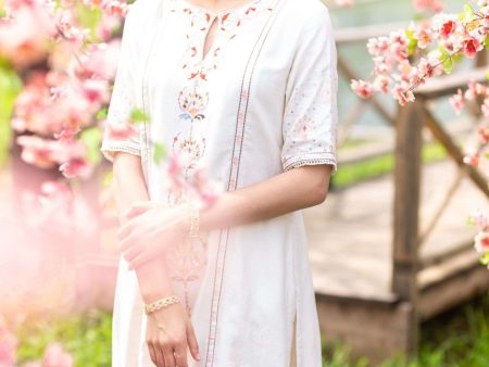 Ivory Print Kurta Pallazos Set Online now