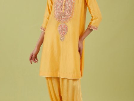 Yellow Short Kurta With Pants Online now